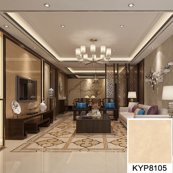 02 金艾陶大理石瓷磚:世紀米黃 KYP8105地面鋪貼效果圖