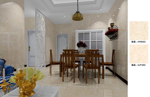 金艾陶瓷磚應用效果:徐州開元翡翠灣D戶型裝修效果鑒賞